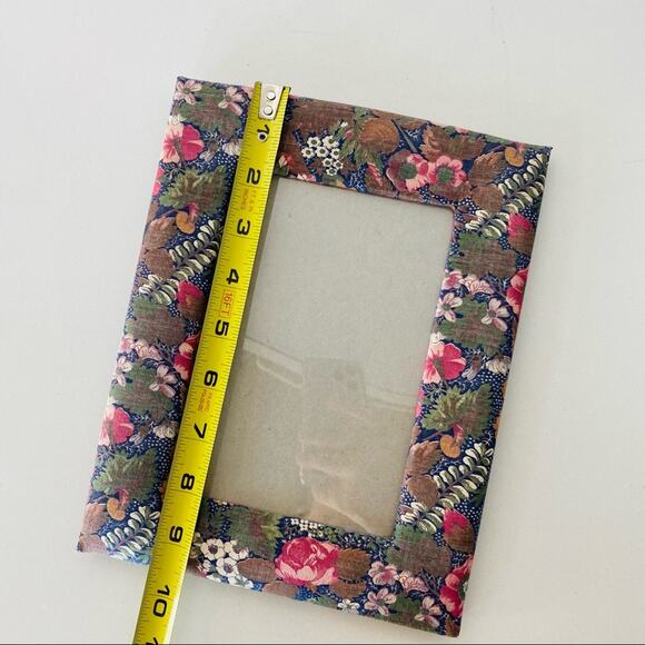 VINTAGE Blue Pink White Floral Print Fabric Handmade Photo Picture Frame Y2K 90s - Picture 5 of 6